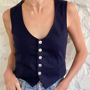 Navy Button-Up Vest